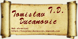 Tomislav Ducanović vizit kartica